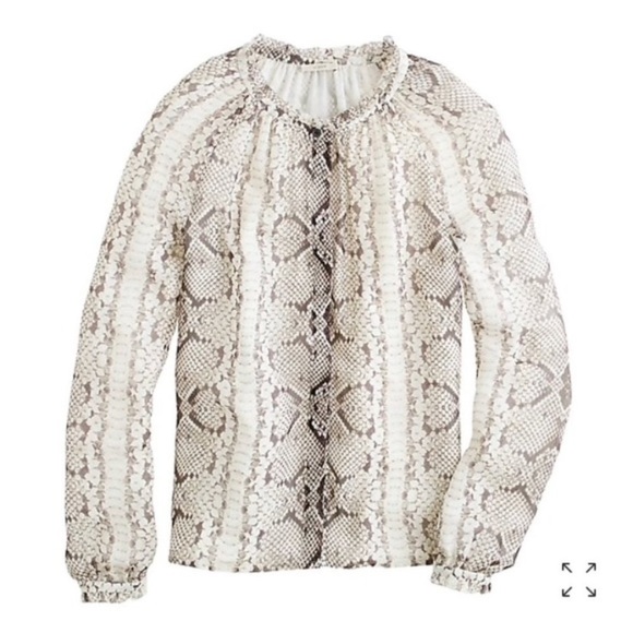 J.Crew Collection Snakeskin Print Silk Blouse - Picture 8 of 9